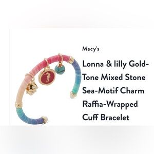 Lonna & Lilly Multicolor Raffia Cuff Bracelet Sea Motif Charms Seahorse